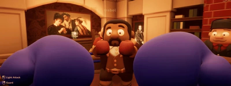 Official demo feature artwork showing a boxing exchange in the auction room